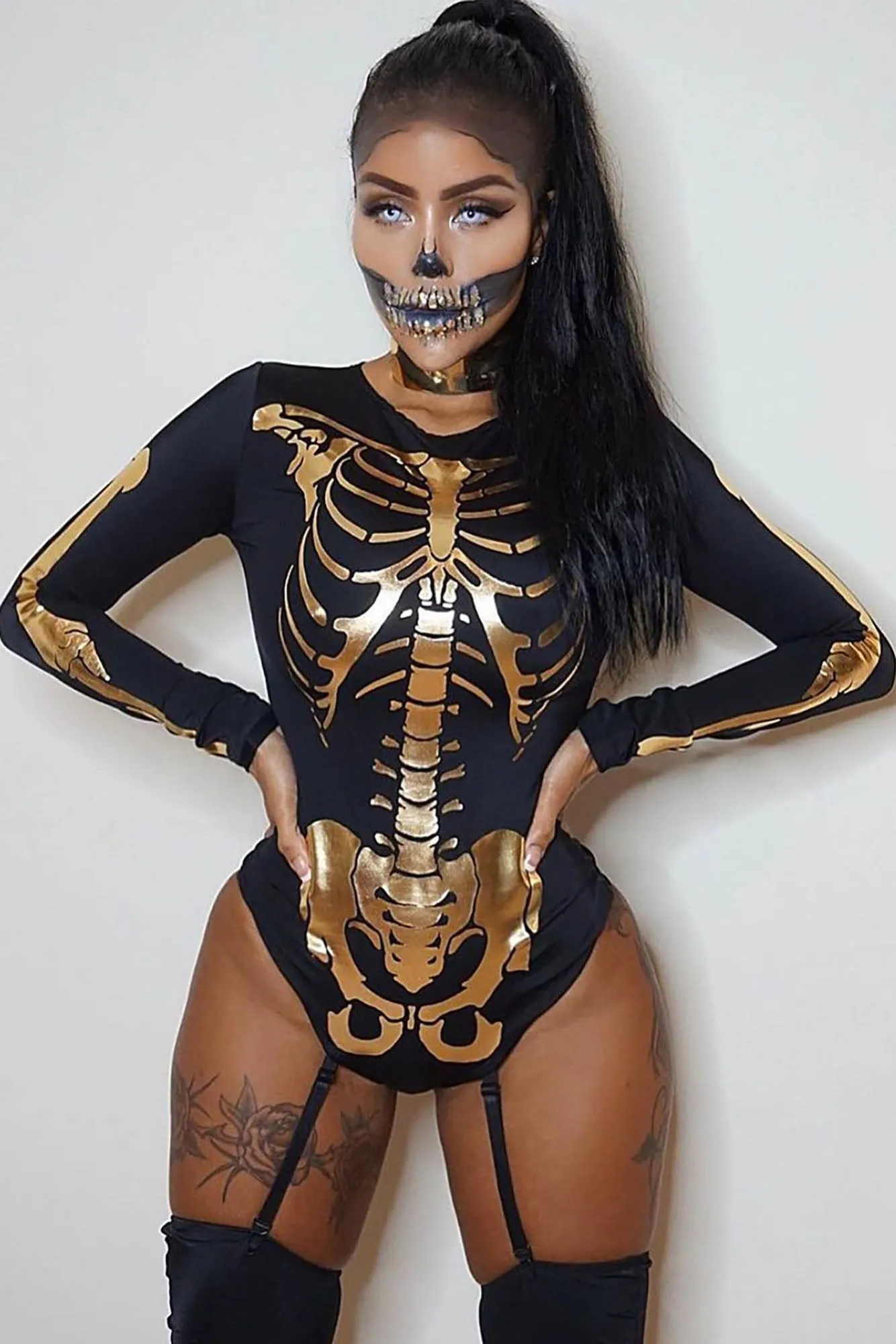 Bad to the Bone Costume - Black/Gold