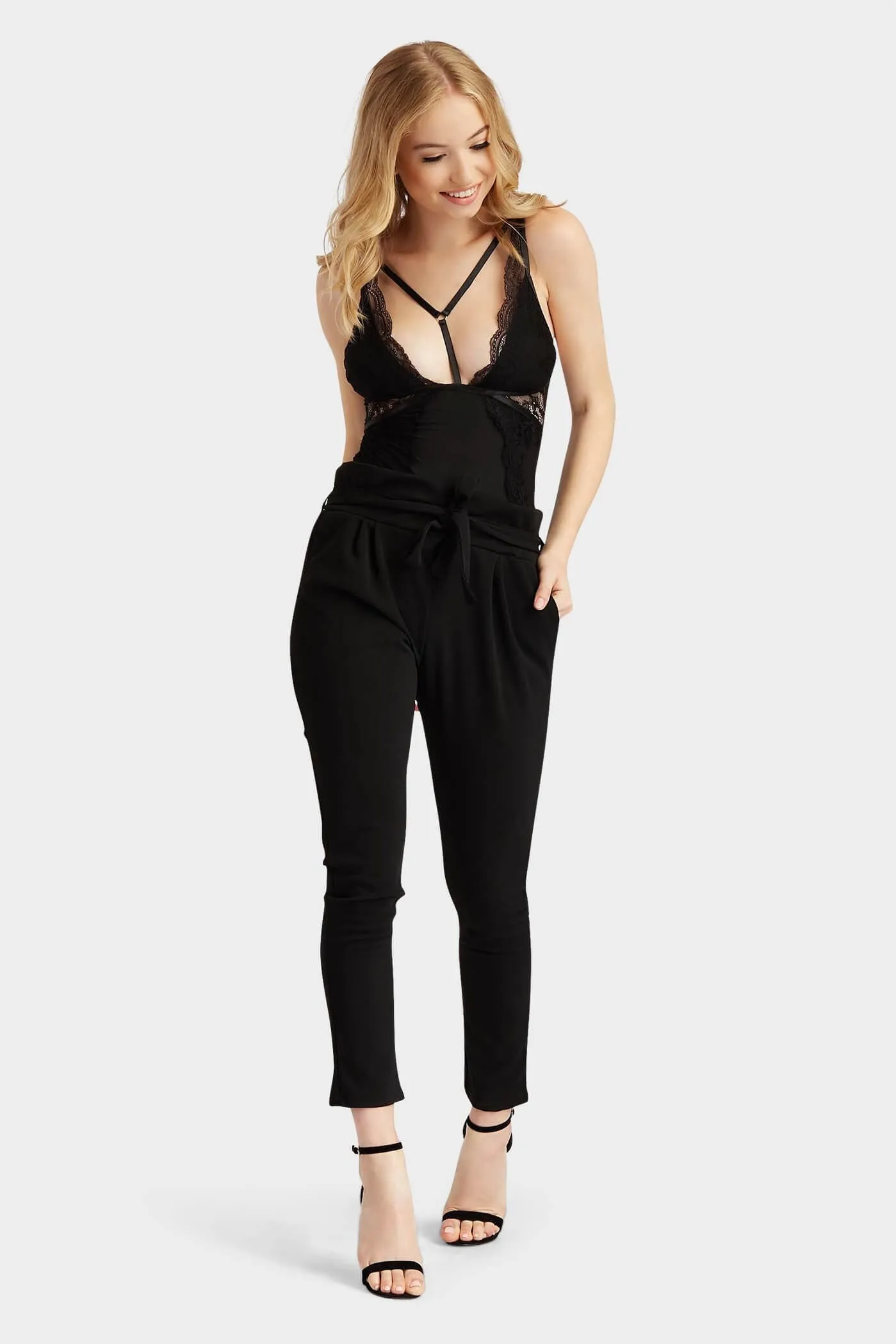 Black Lace Harness Bodysuit