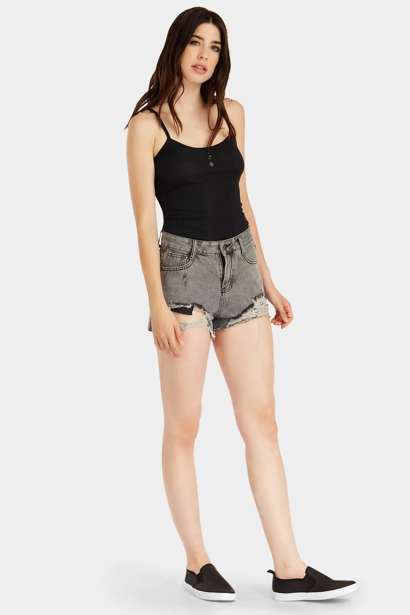 Black Ribbed Strappy Bodysuit