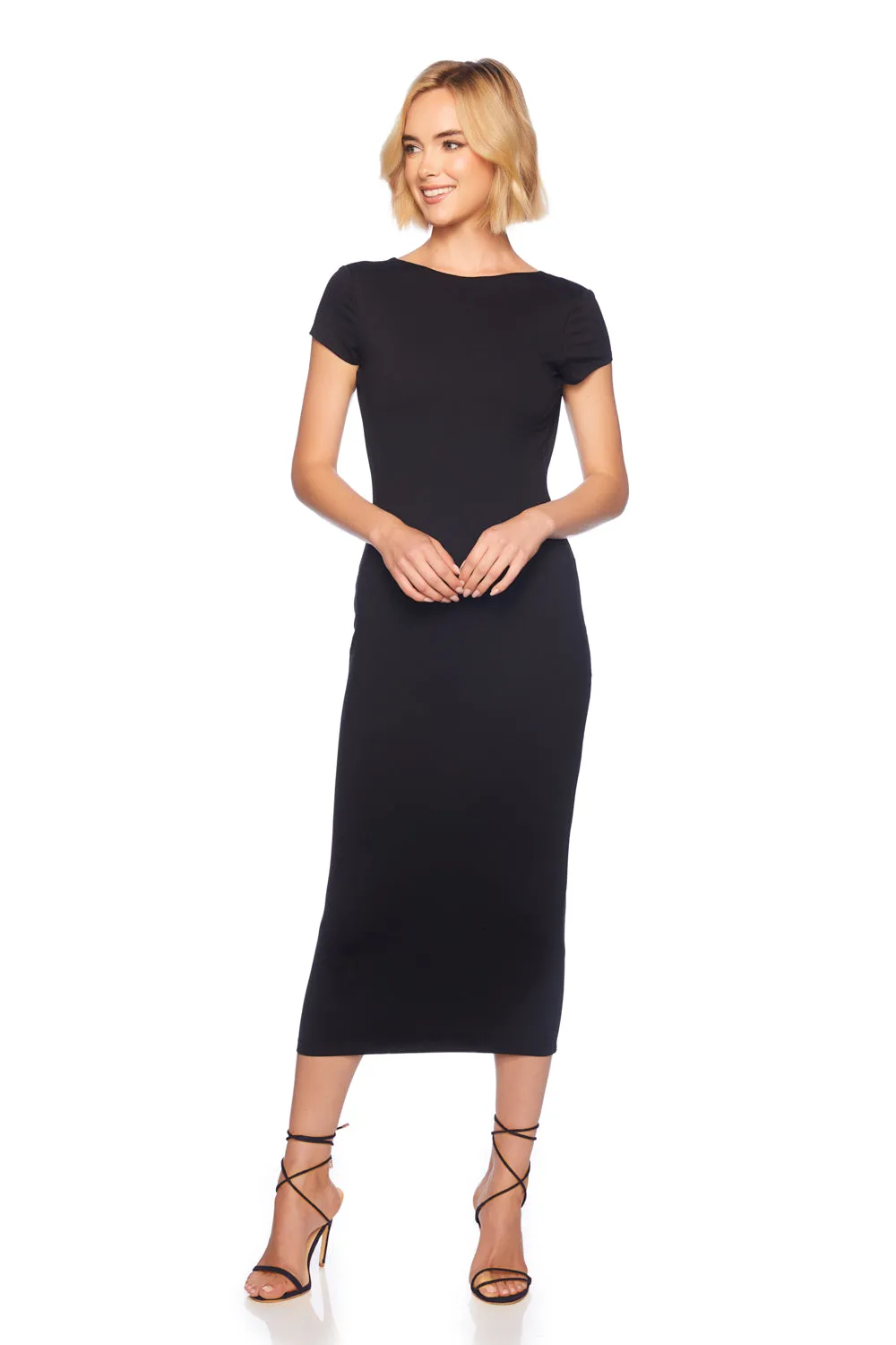 boat neck short sleeve dress