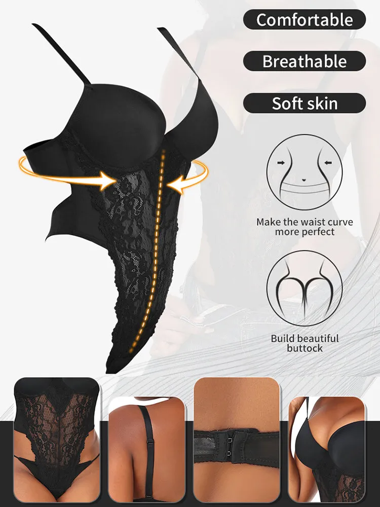 Breathable Lace Waist Compression Camisole Bodysuit