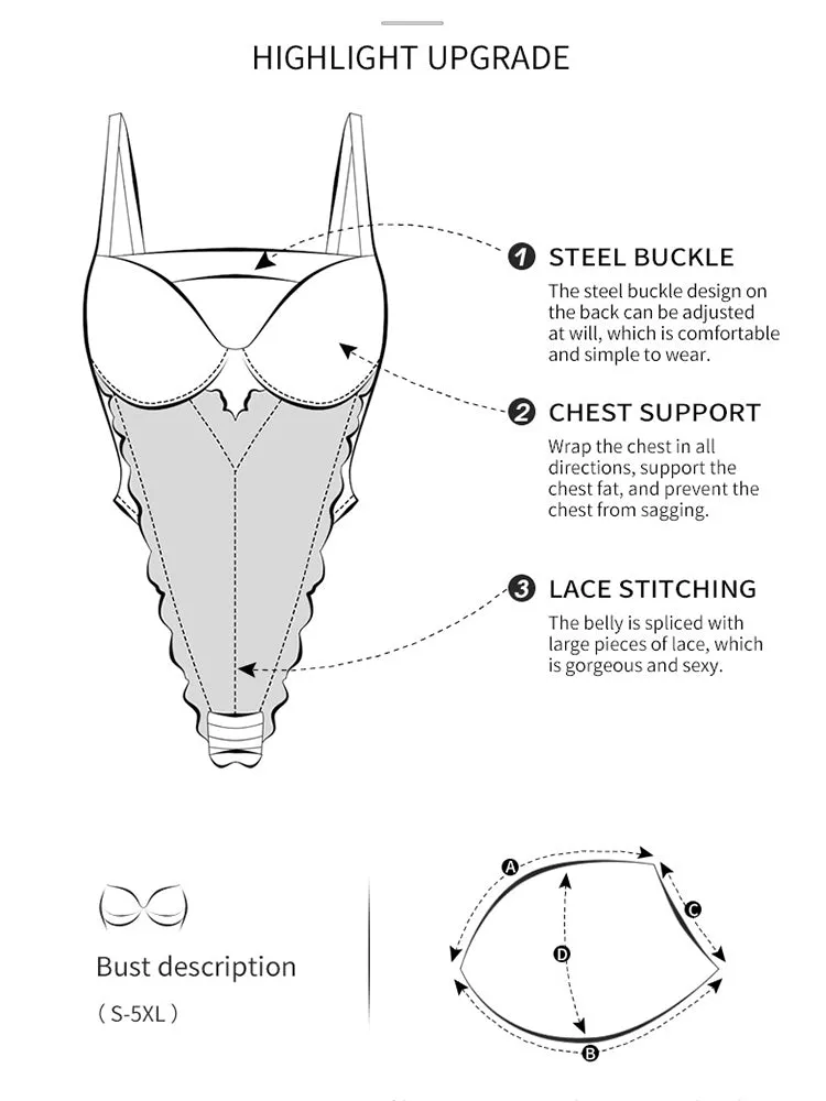 Breathable Lace Waist Compression Camisole Bodysuit