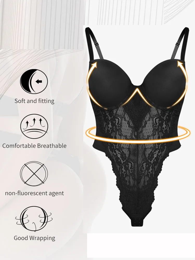 Breathable Lace Waist Compression Camisole Bodysuit