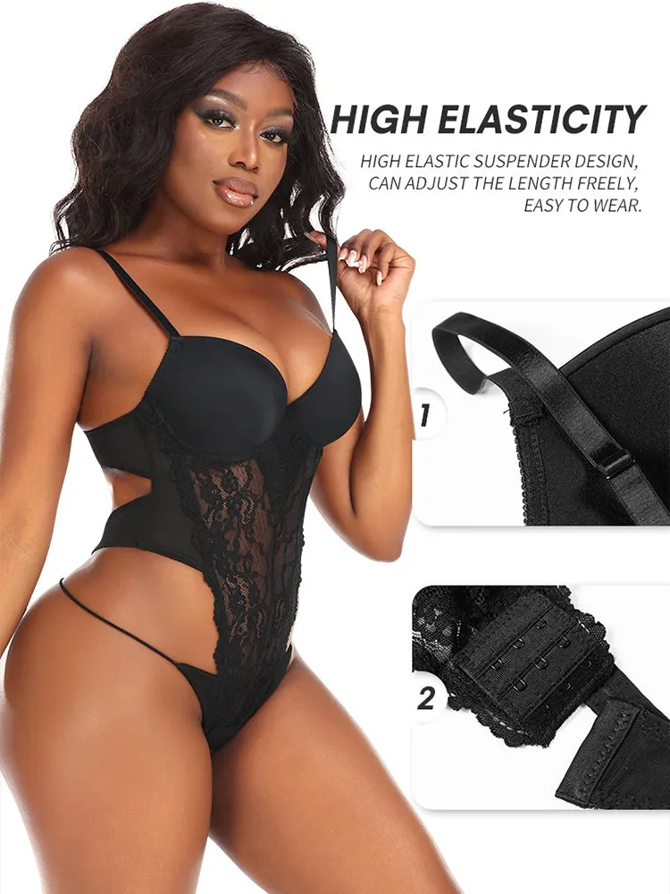Breathable Lace Waist Compression Camisole Bodysuit