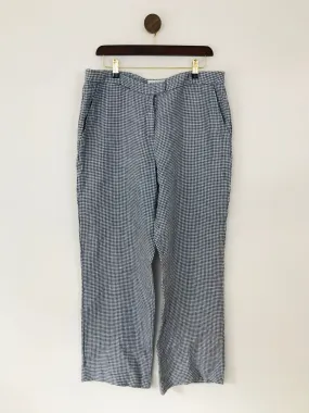 Brora Women's Linen Check Trousers | UK14 | Blue