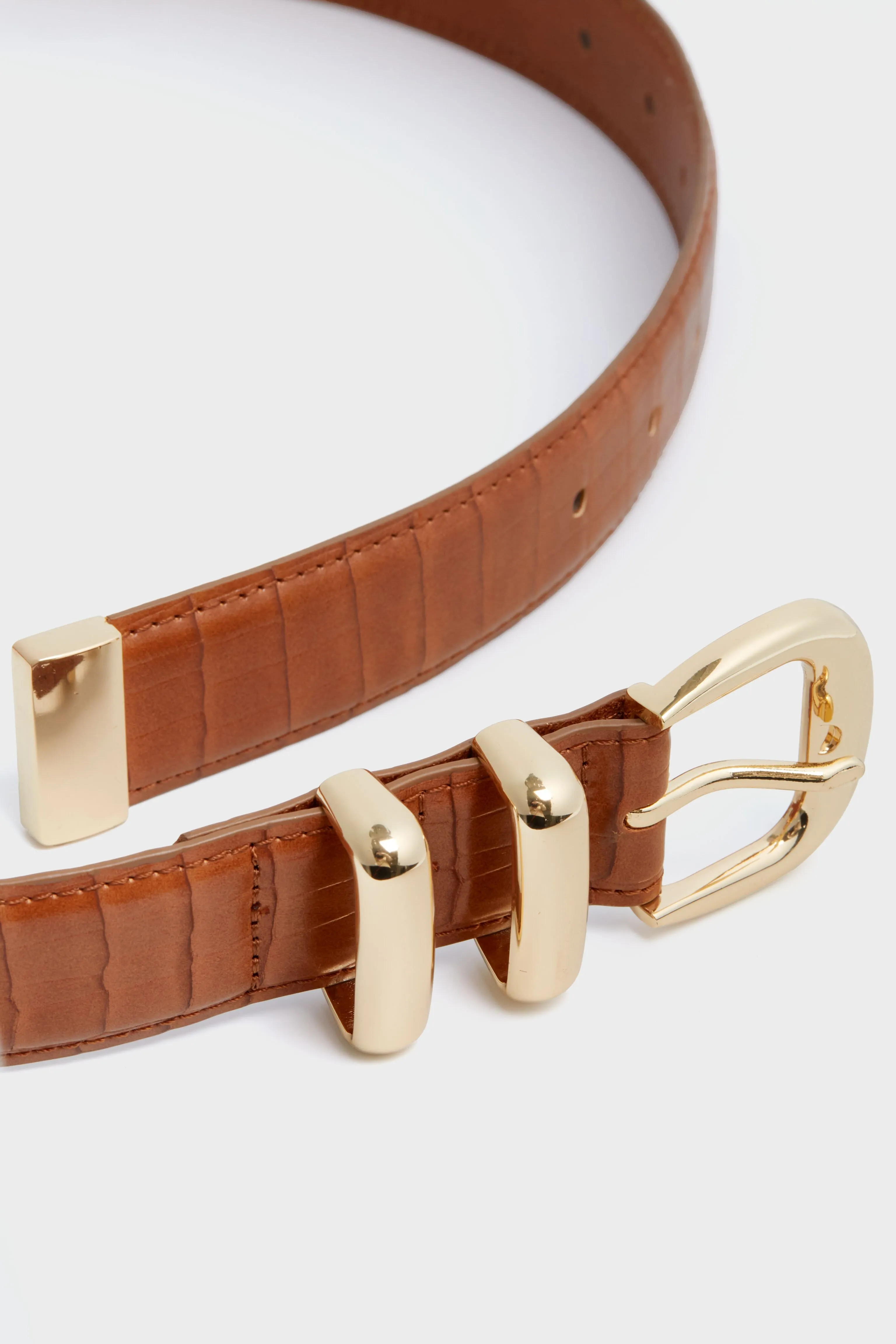 Brown Croc-Embossed Classic Belt