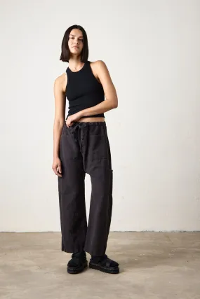 CARLSON LINEN CANVAS TIE PANT / FADED BLACK