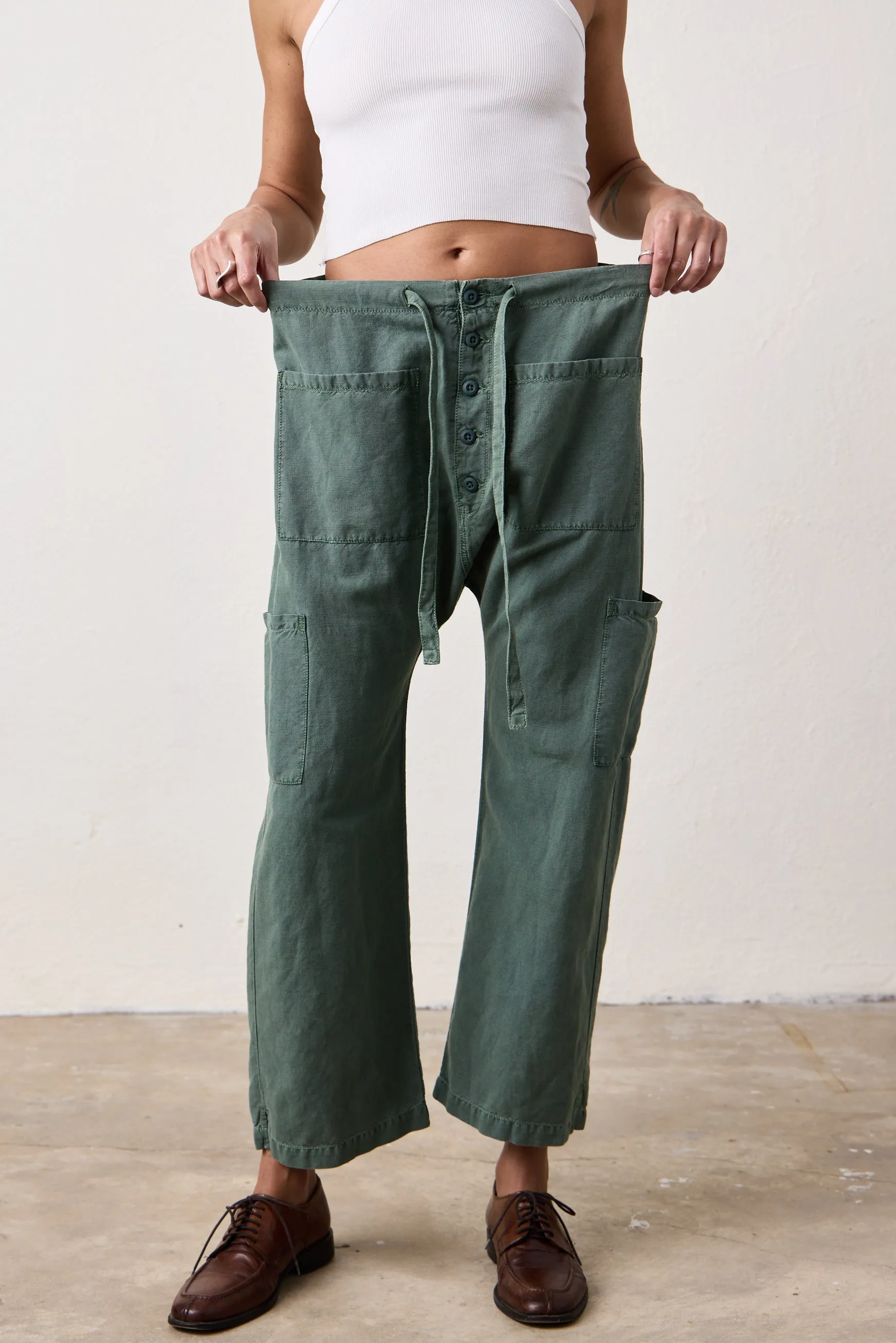 CARLSON LINEN CANVAS TIE PANT / SULPHER STONE
