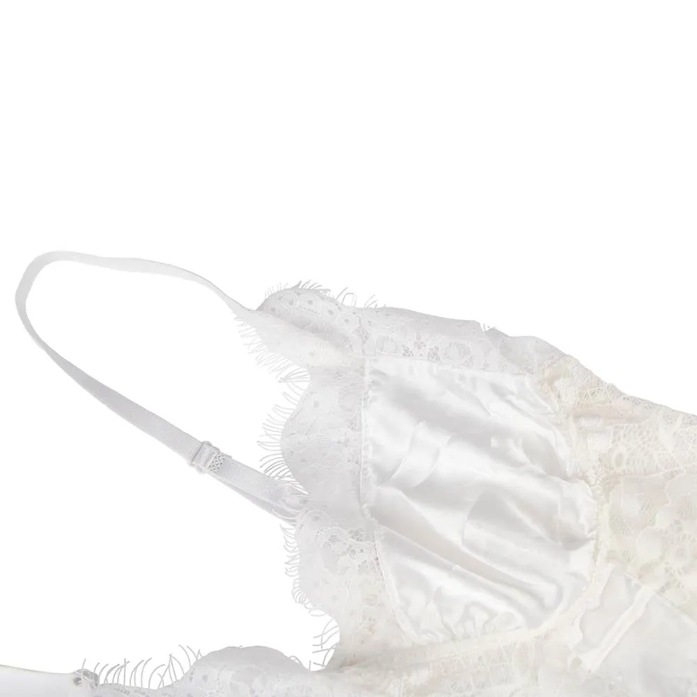 Crotch Open Egypt Lace High Quality Eyelash Lace Splice Sexy Bodysuit With Farawlaya