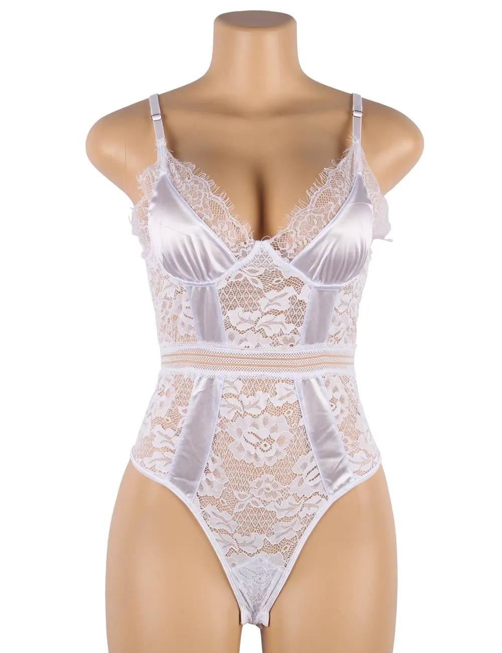 Crotch Open Egypt Lace High Quality Eyelash Lace Splice Sexy Bodysuit With Farawlaya