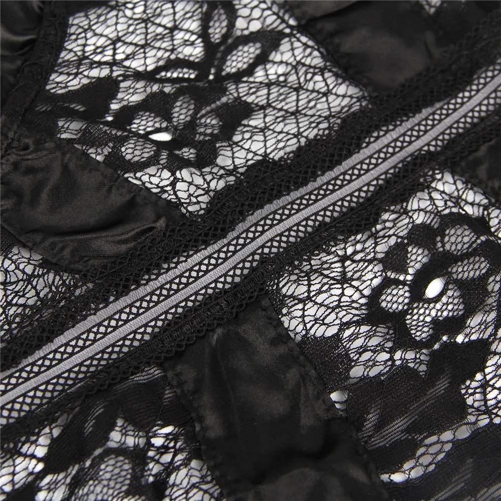 Crotch Open Egypt Lace High Quality Eyelash Lace Splice Sexy Bodysuit With Farawlaya