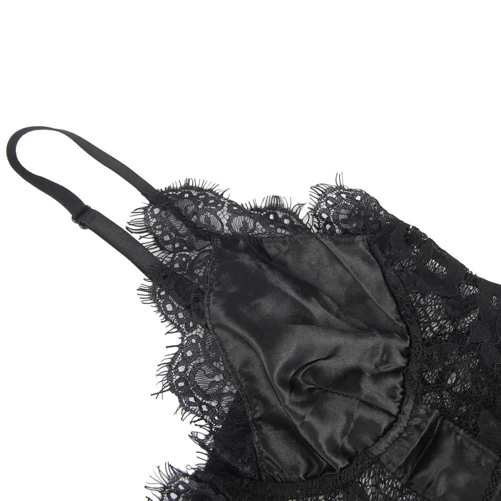 Crotch Open Egypt Lace High Quality Eyelash Lace Splice Sexy Bodysuit With Farawlaya