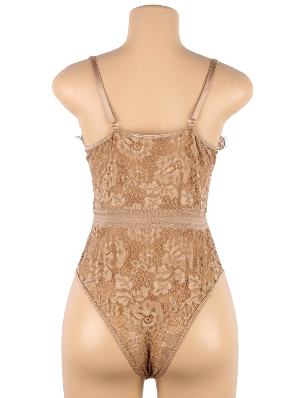Crotch Open Egypt Lace High Quality Eyelash Lace Splice Sexy Bodysuit With Farawlaya