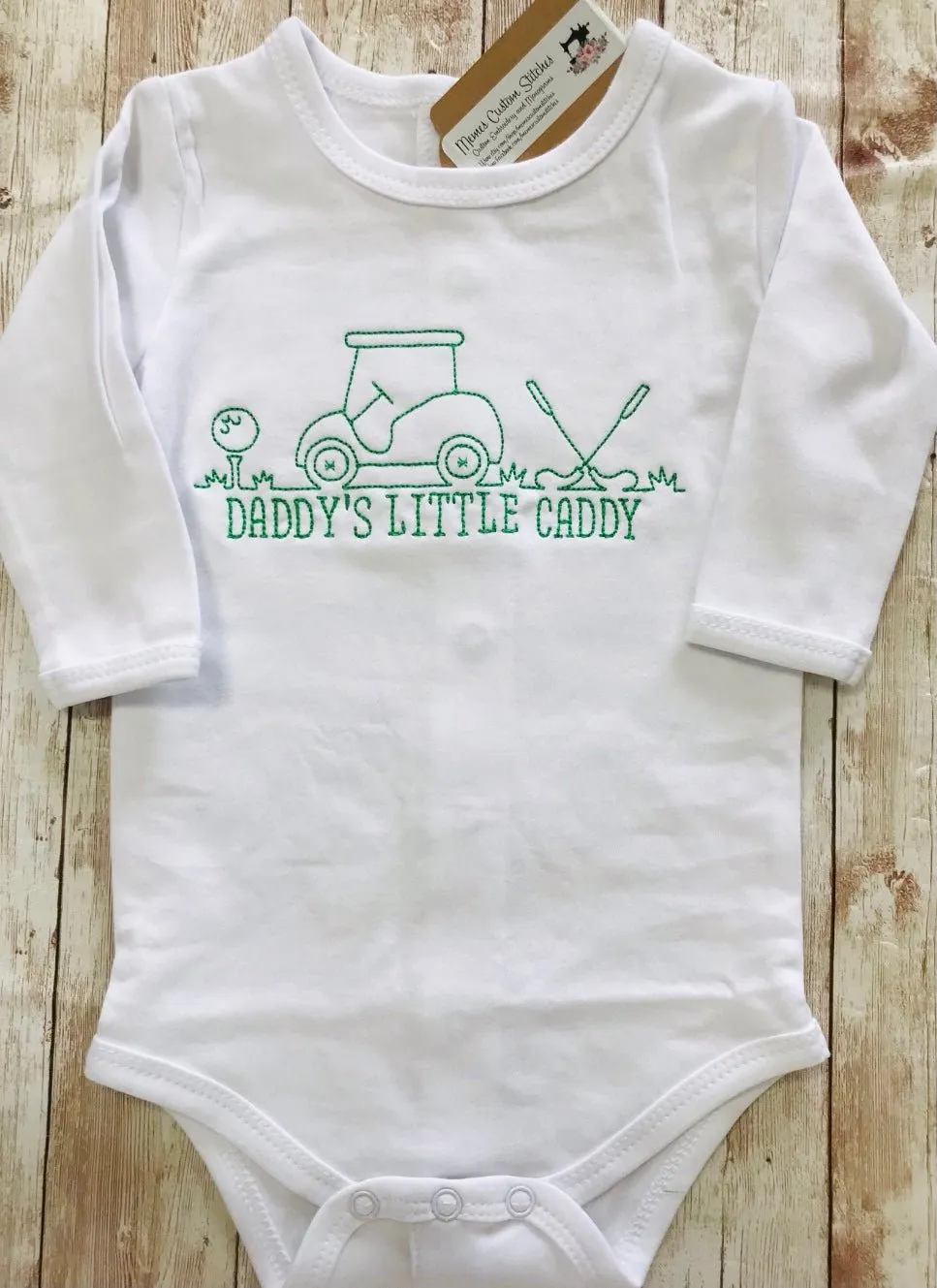 Daddy's Little Golf Caddy Baby Unisex Onesie Bodysuit Golf Lover Gift