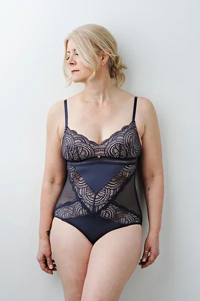 Date Night Scarlette Lace Bodysuit in Shadow