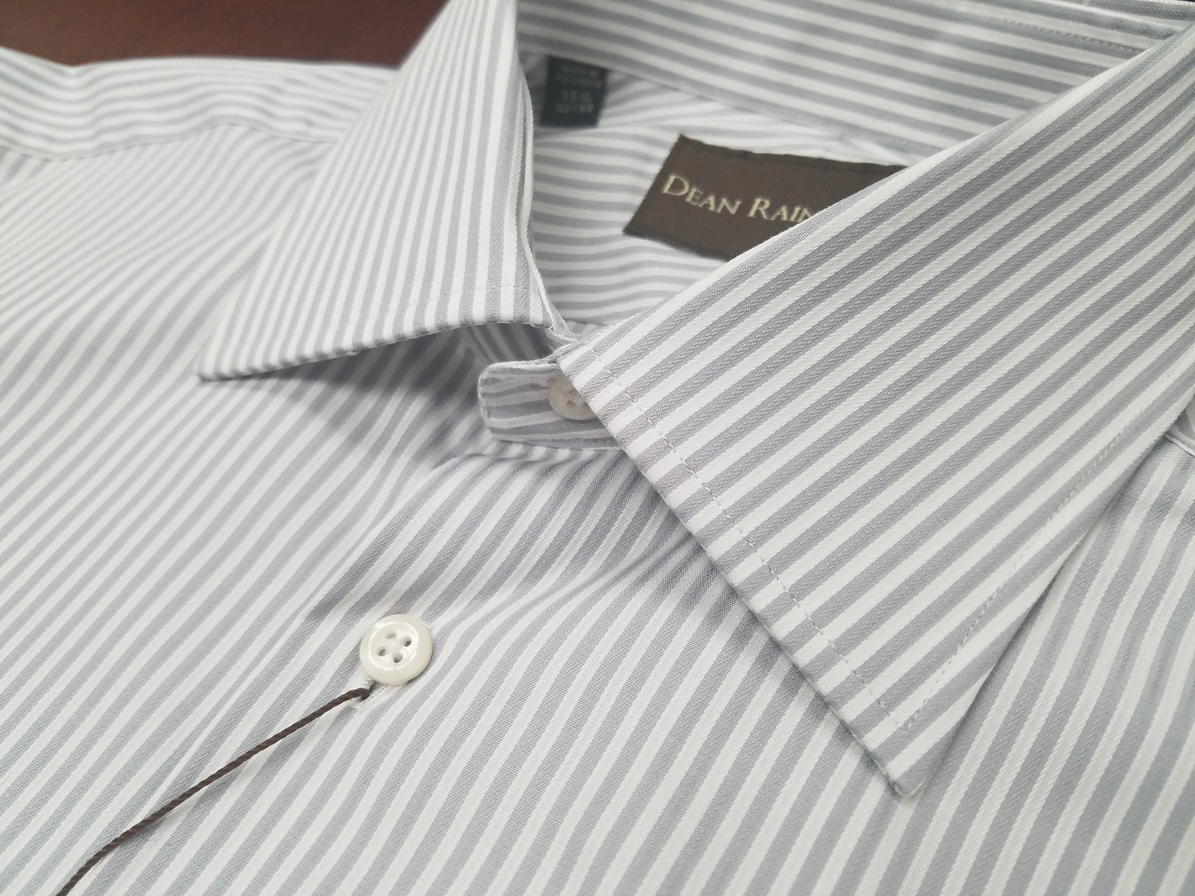 Dean Rainwater 100% Cotton Silver Stripe French Cuff Dress Shirt