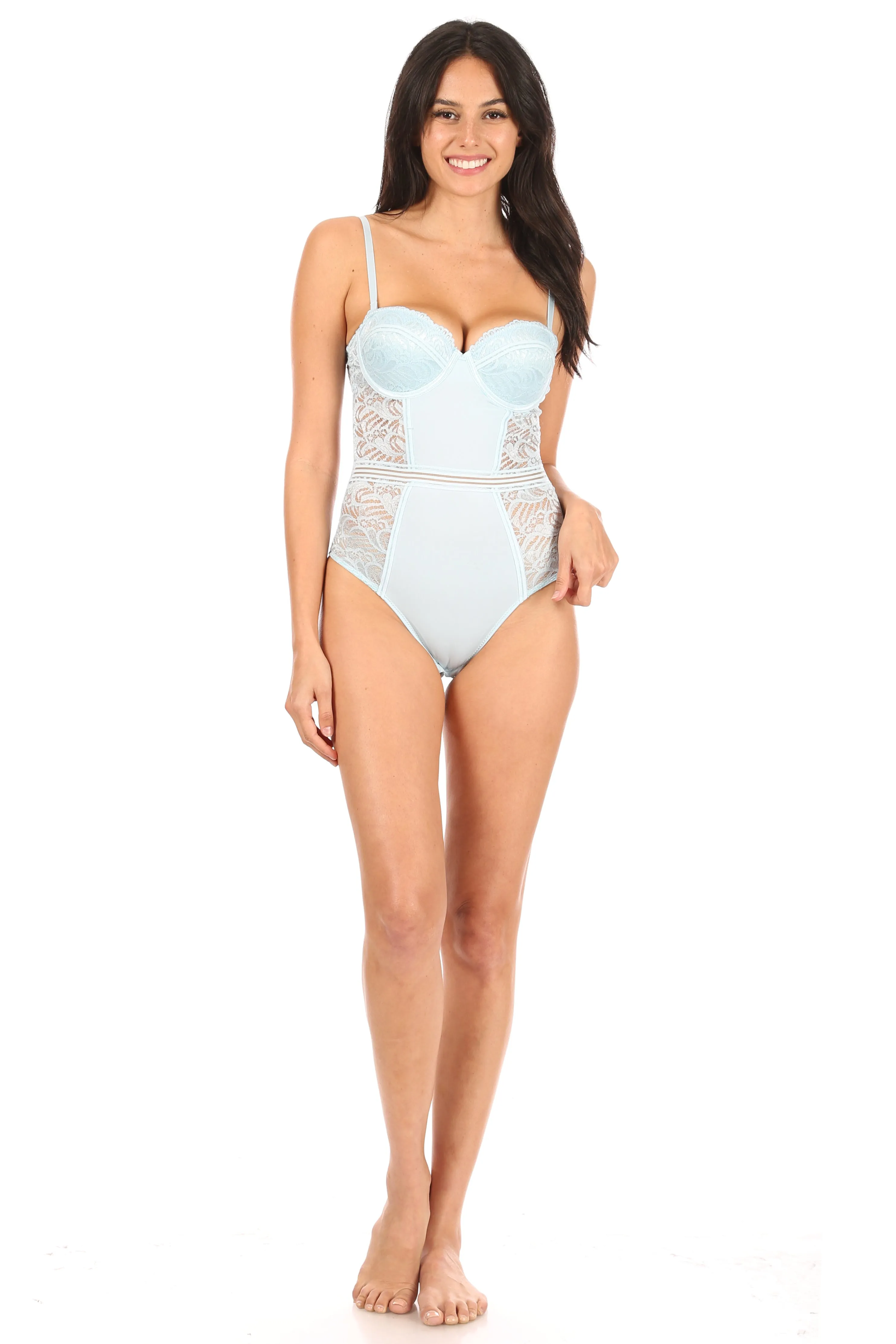Diamant Lace and Microfiber Push-Up Multi-Way Bodysuit
