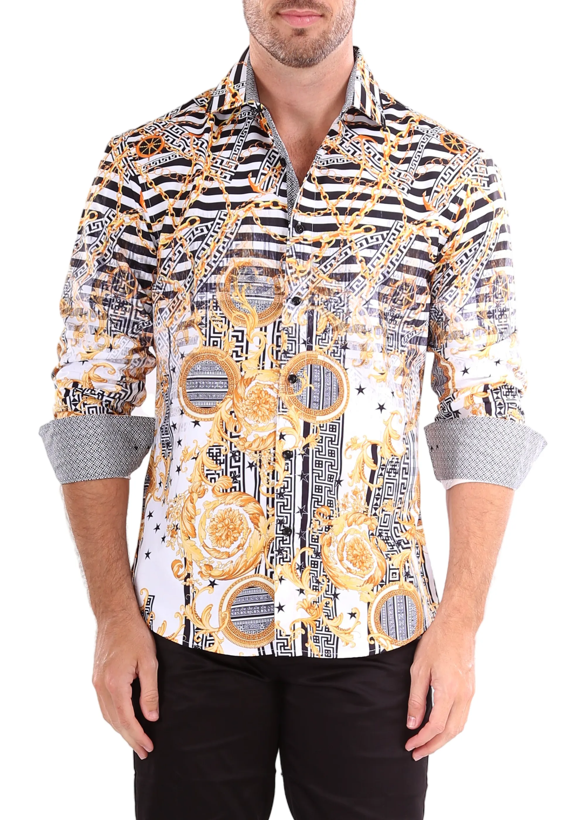 Egyptian Nights White Long Sleeve Dress Shirt