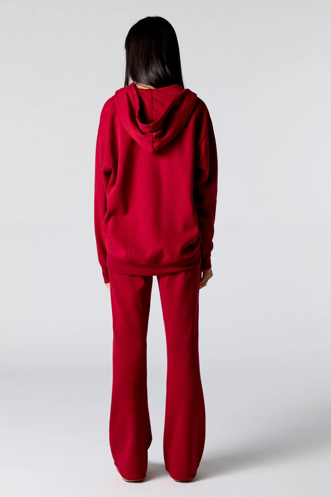 Embroidered Fleece Flare Sweatpant
