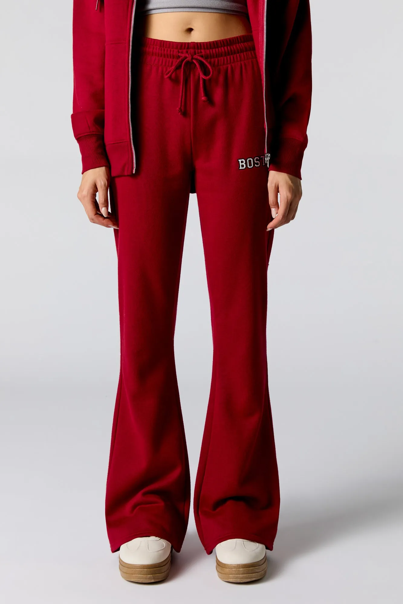 Embroidered Fleece Flare Sweatpant