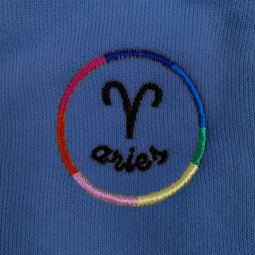 Embroidered Rainbow Star Sign Motif Sweatshirt