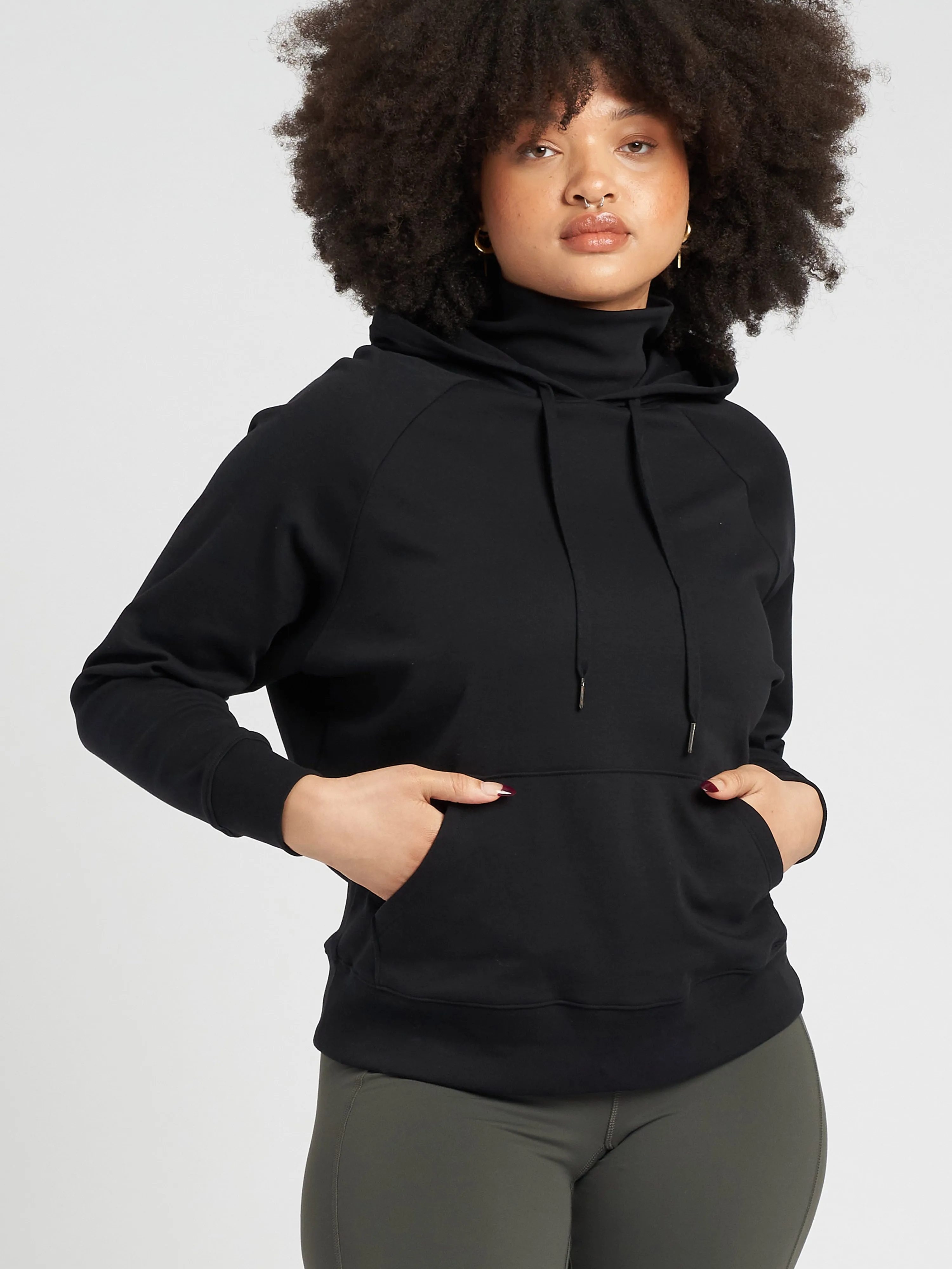 Fallon Funnel Neck Hoodie - Black