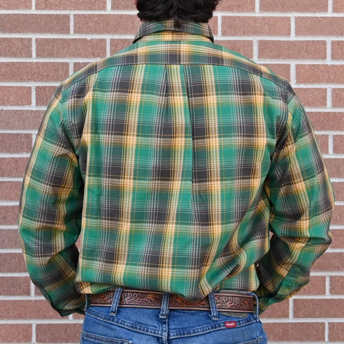 Filson Lt Wt Alaskan Guide Shirt in YlwGrnGr Plaid