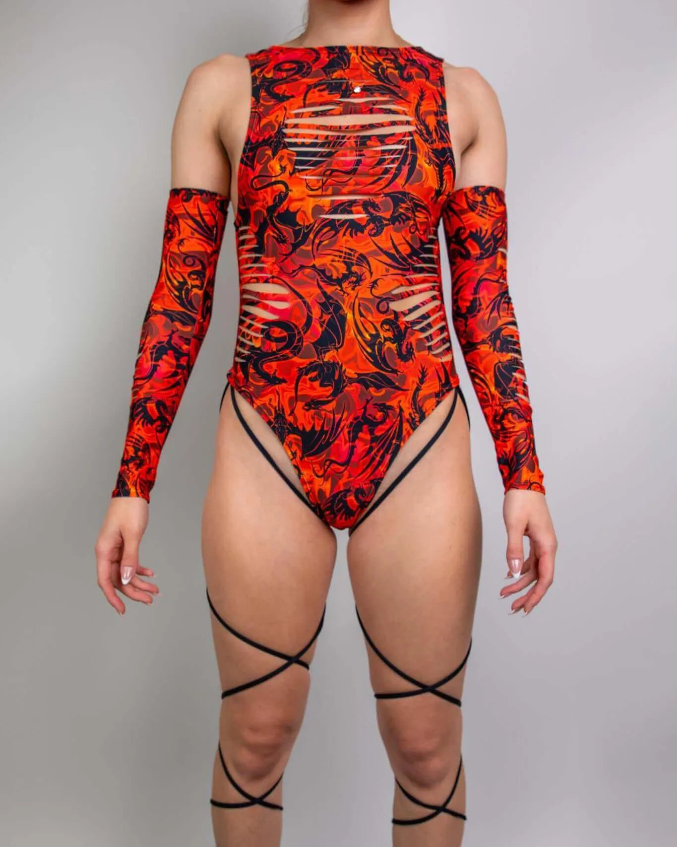 Forbidden Slit Sideboob Bodysuit with Leg Straps