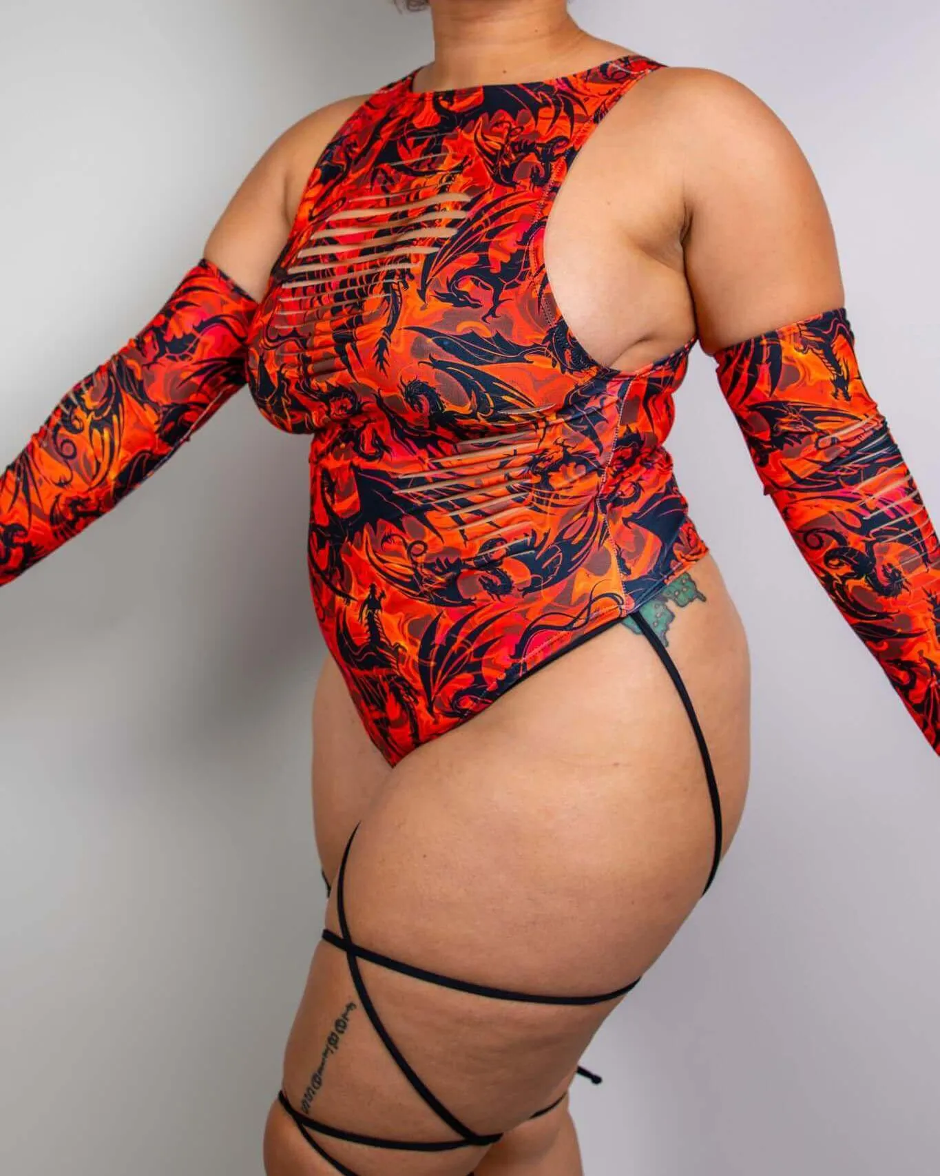 Forbidden Slit Sideboob Bodysuit with Leg Straps