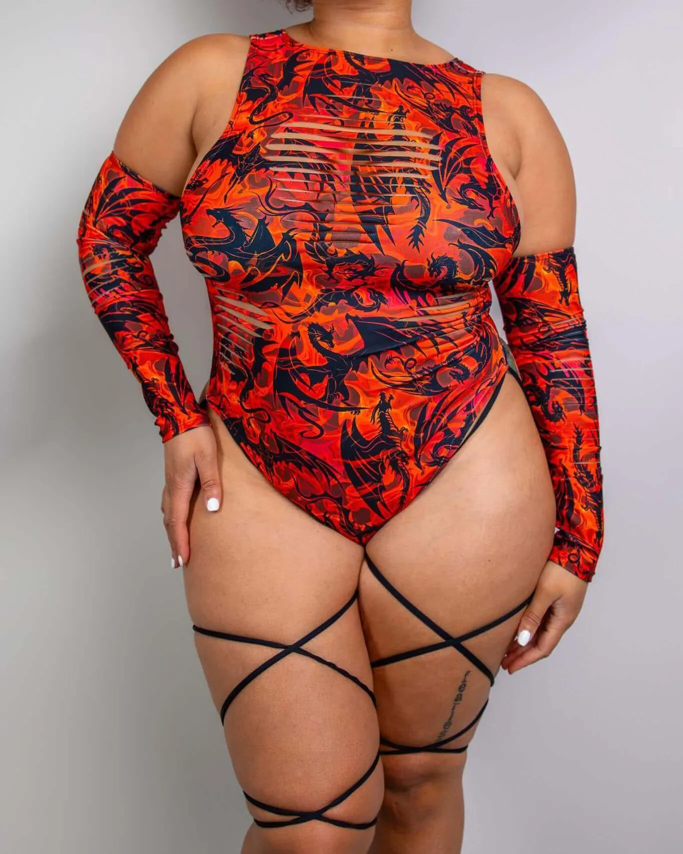 Forbidden Slit Sideboob Bodysuit with Leg Straps