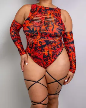 Forbidden Slit Sideboob Bodysuit with Leg Straps