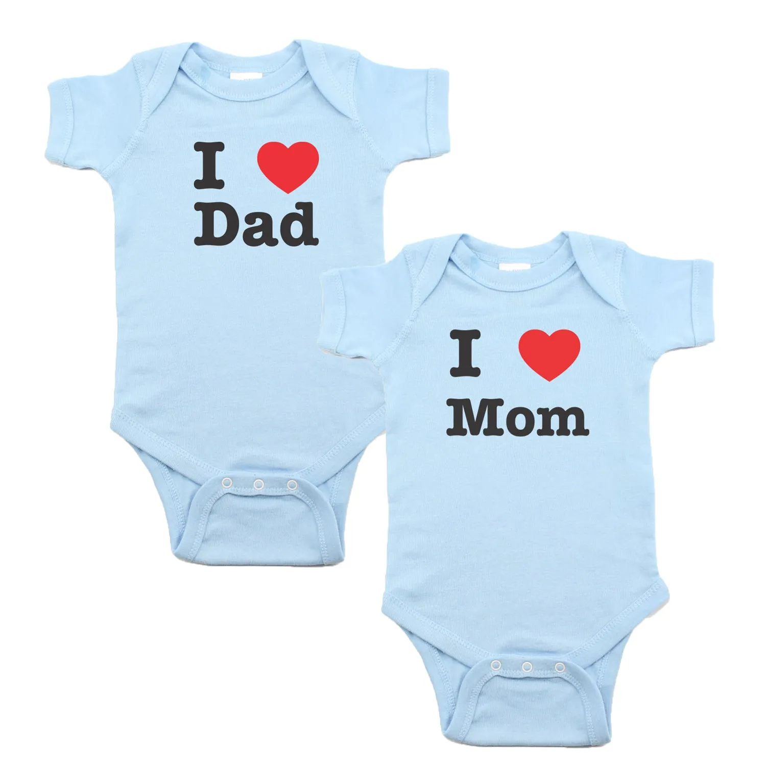 I Love Mom and Dad Baby 2 Piece Short Sleeve Gift Set