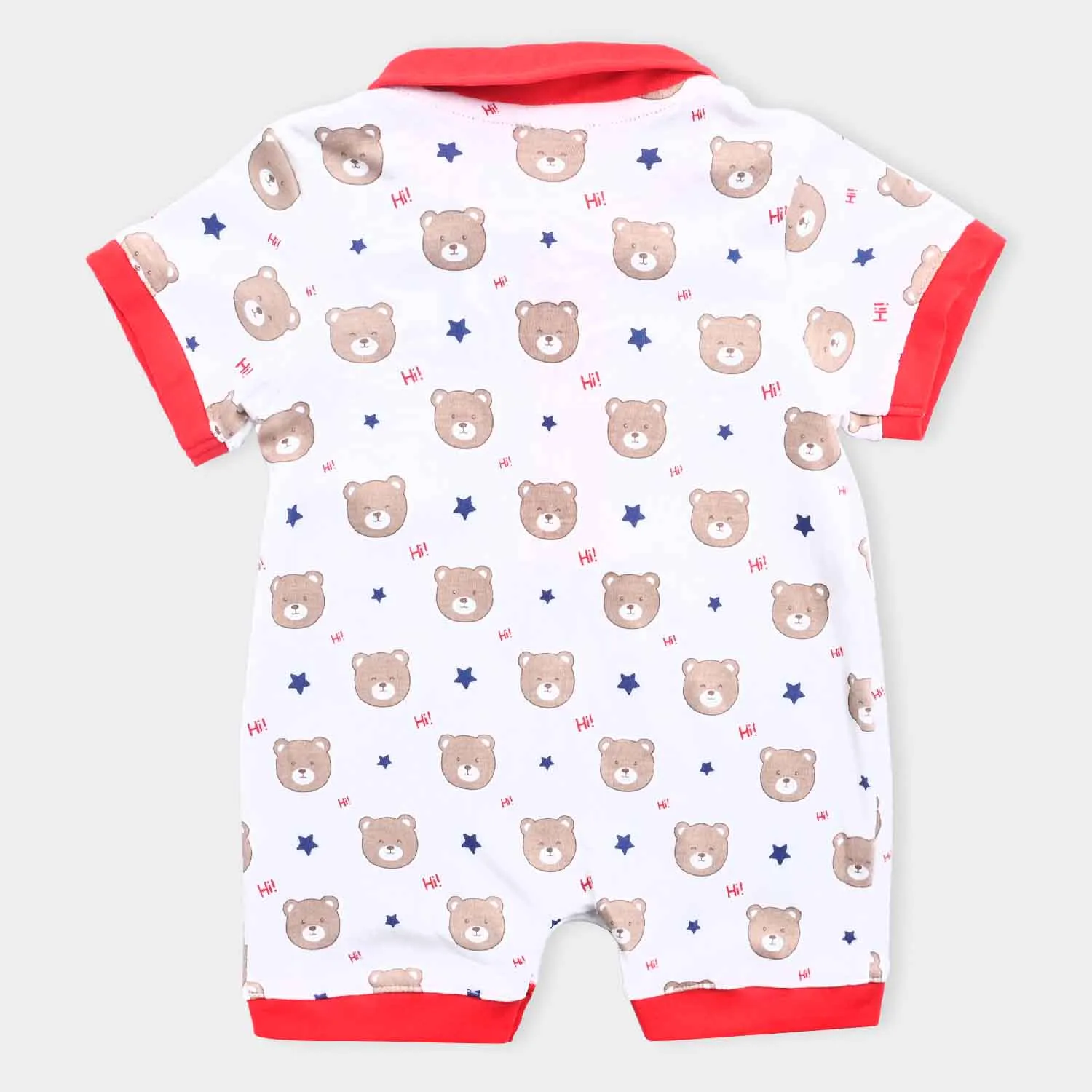Infant Boys Cotton Interlock Romper-White