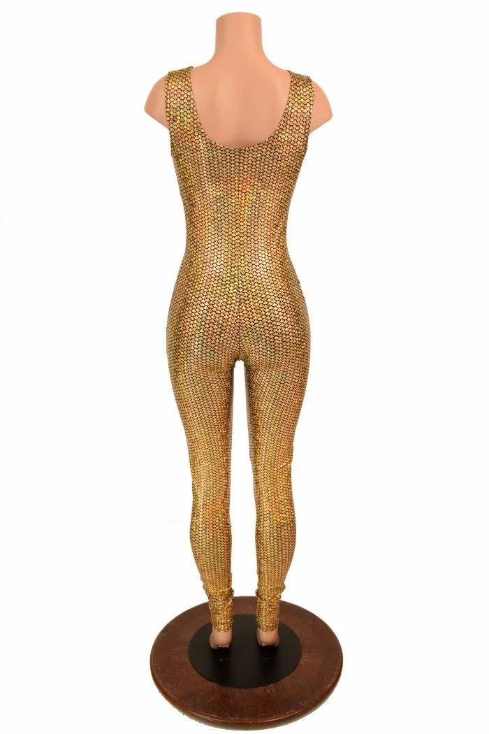 Lace Up Gold Holographic Catsuit