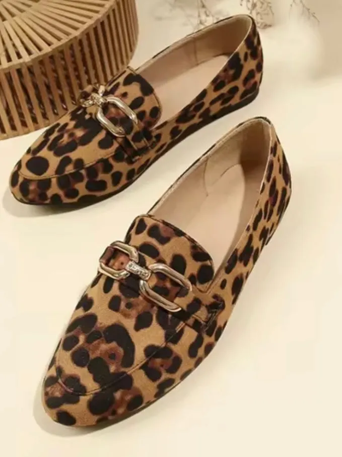 Leopard animal print slip on shoes