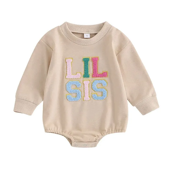 Lil Sis Beige Baby Bodysuit