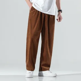 Mens Corduroy Pants Spring Leisure Trousers Youth Men's Pants Loose Straight Sweatpants Overalls