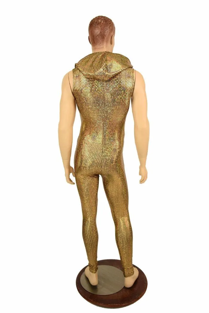 Mens Gold Fish Scale Catsuit