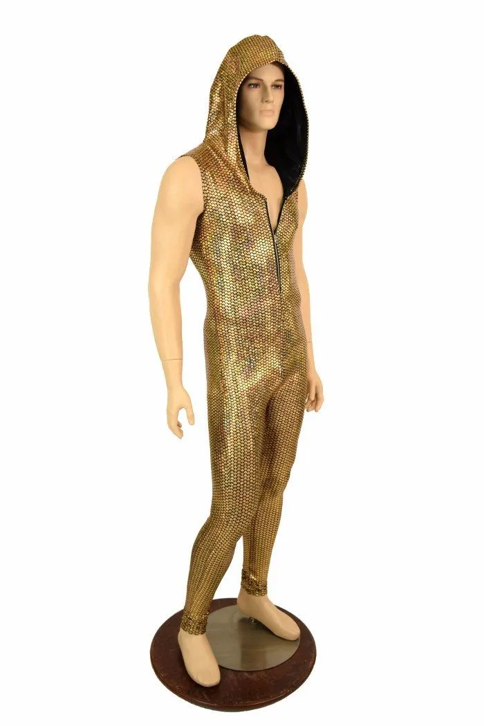Mens Gold Fish Scale Catsuit