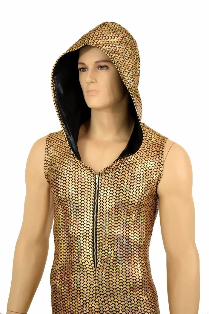 Mens Gold Fish Scale Catsuit