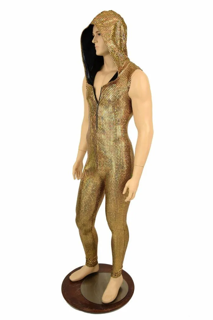 Mens Gold Fish Scale Catsuit