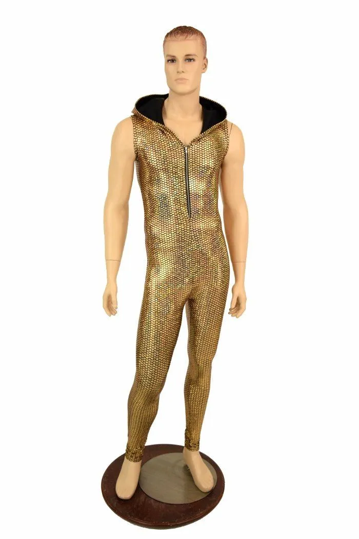 Mens Gold Fish Scale Catsuit