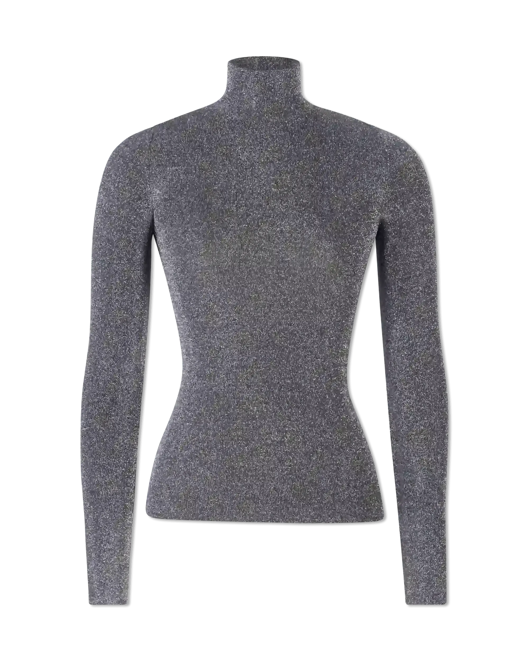 Metallic Lurex Ribbed Turtleneck