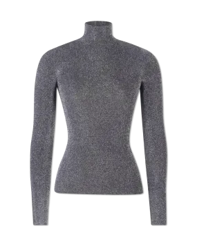 Metallic Lurex Ribbed Turtleneck