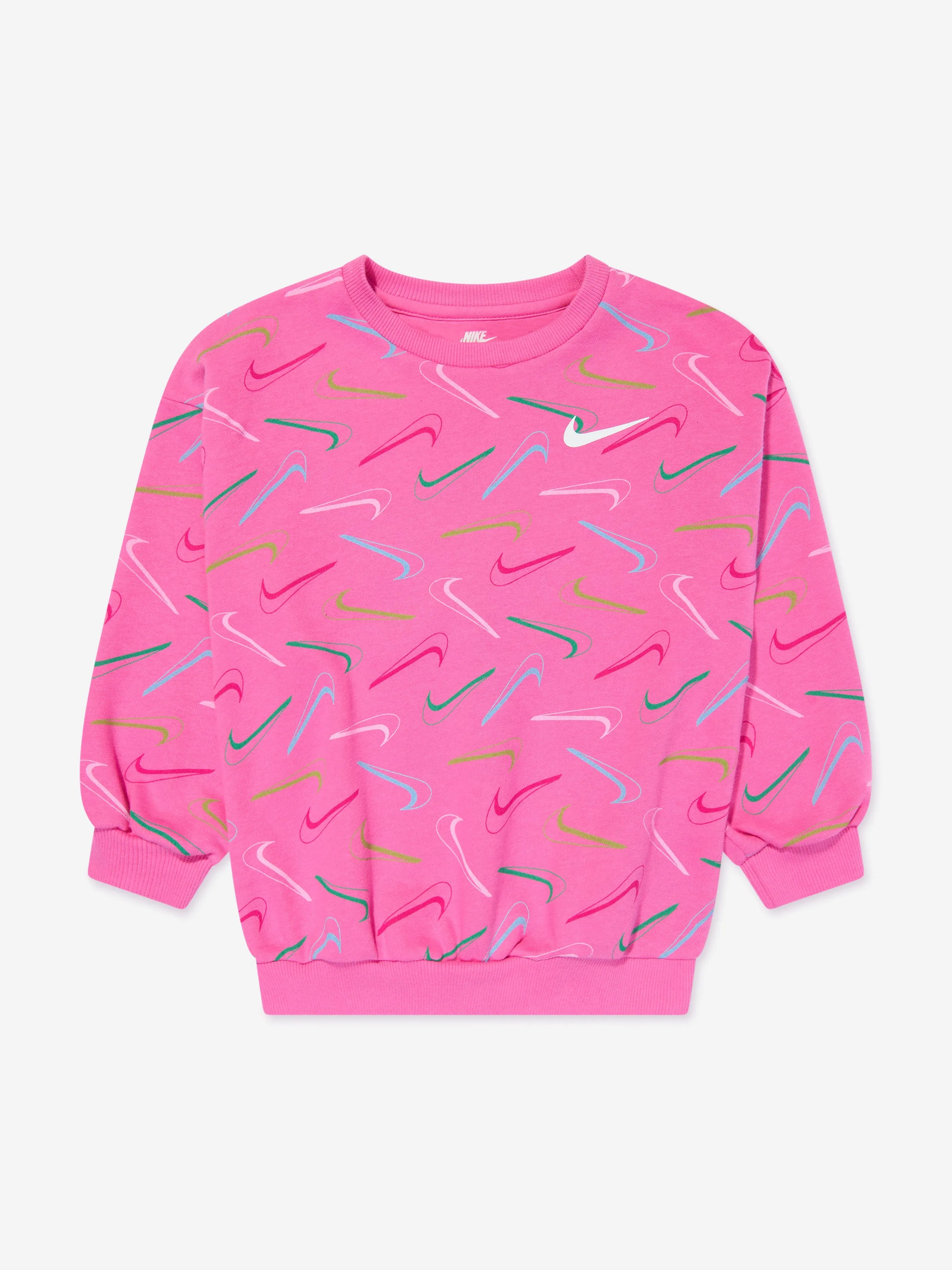 Nike Girls Swoosh Logo Sweatshirt in Pink