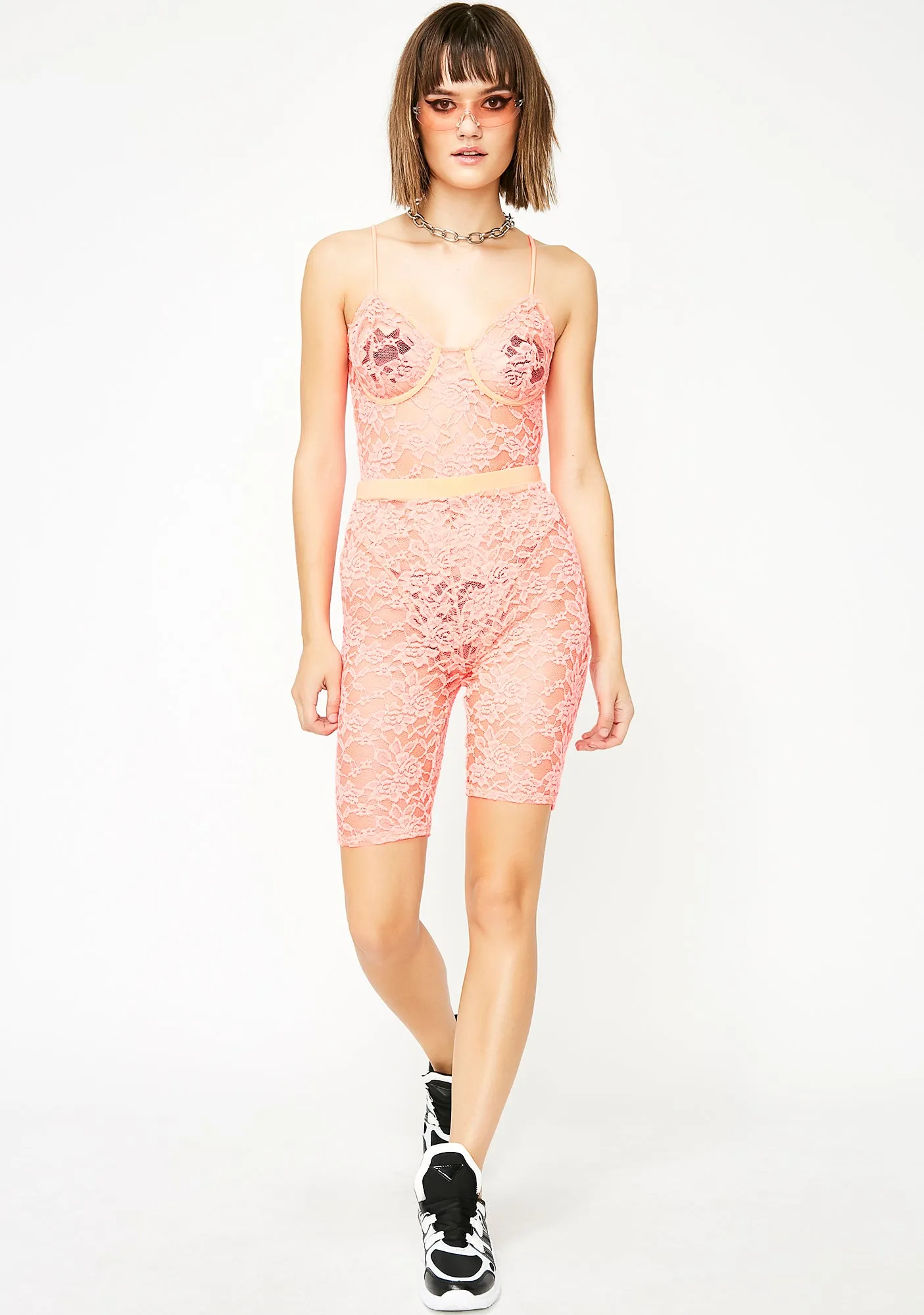 Peachy Shock and Awe Lace Set