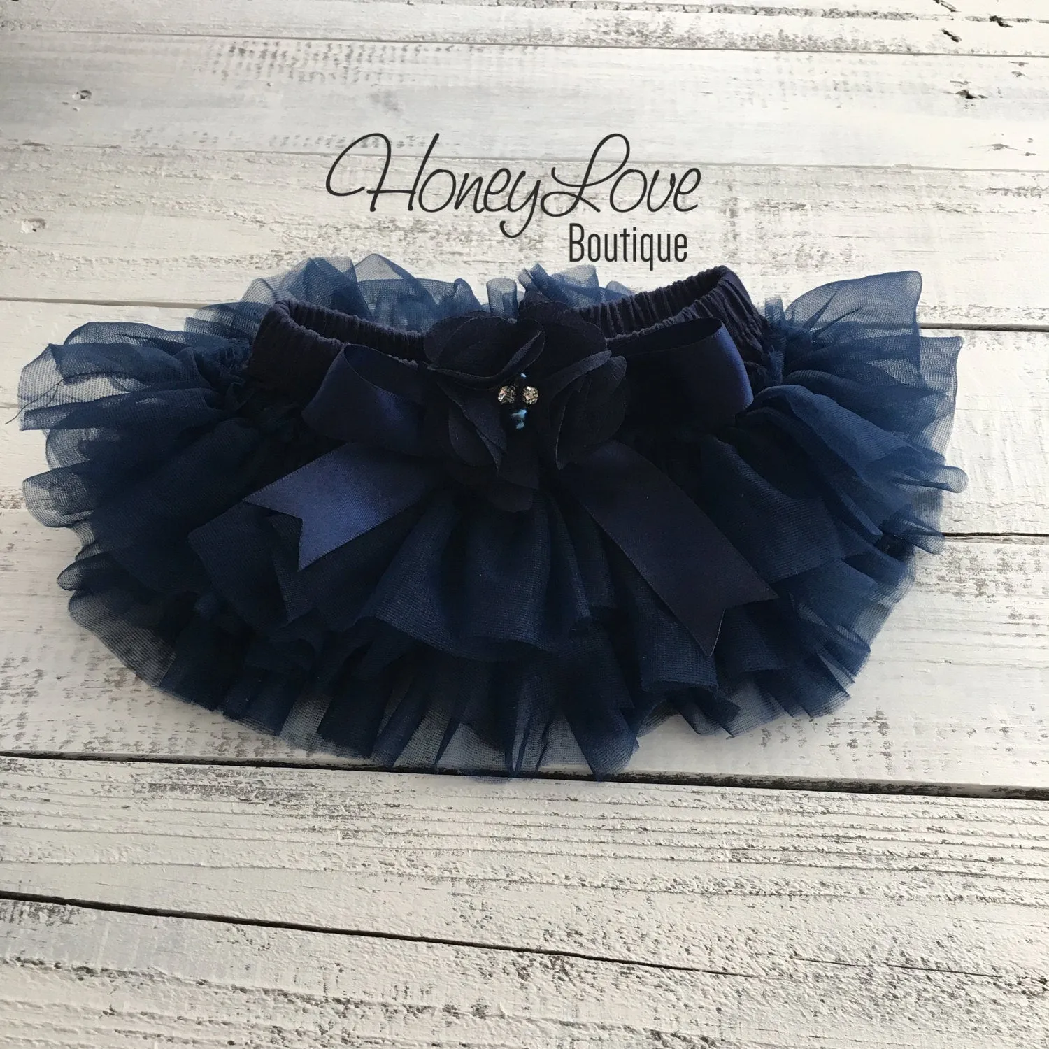 PERSONALIZED Name inside Heart - Gold glitter and Navy Blue - embellished tutu skirt bloomers