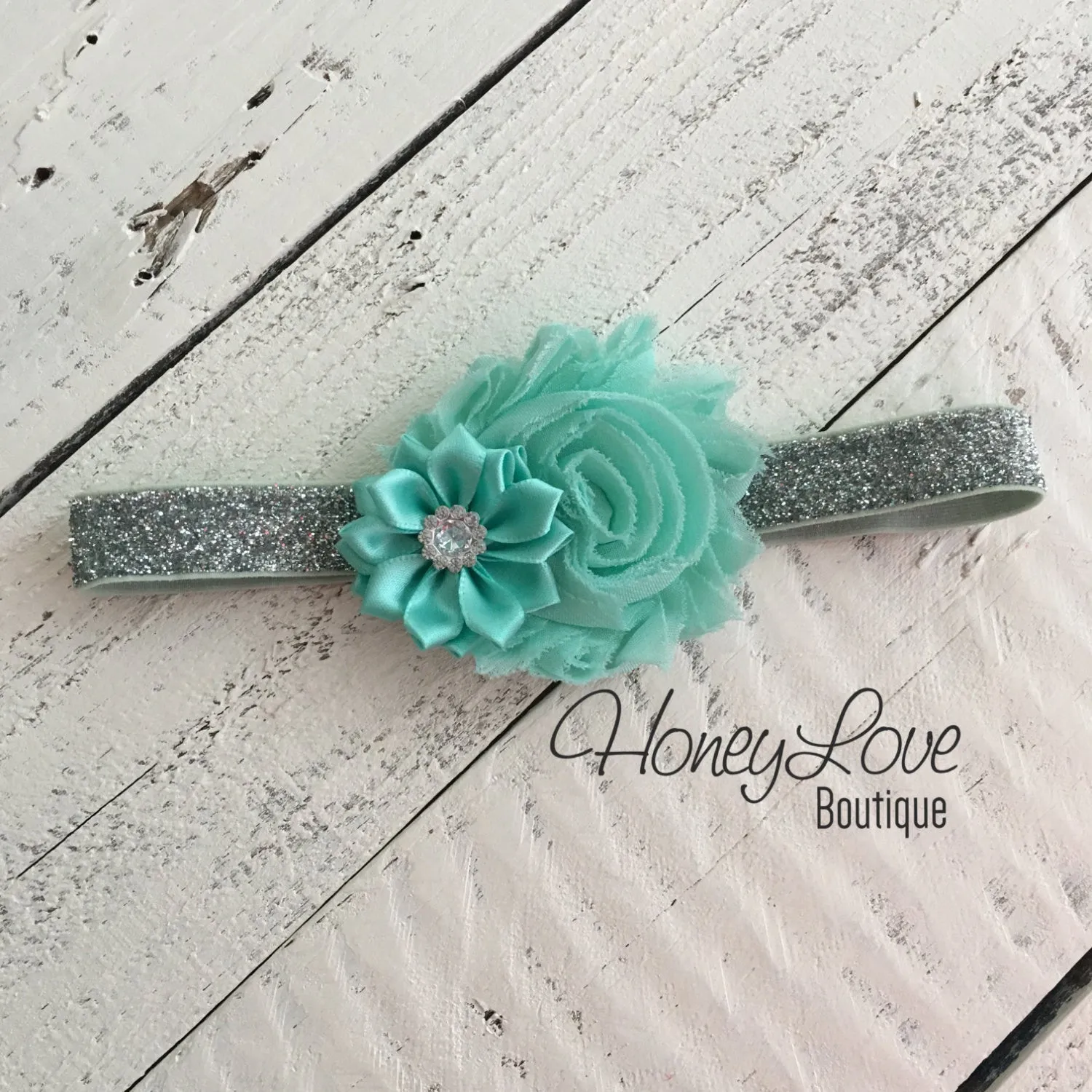 PERSONALIZED Name inside Heart - Silver Glitter and Mint/Aqua - Embellished tutu skirt bloomers