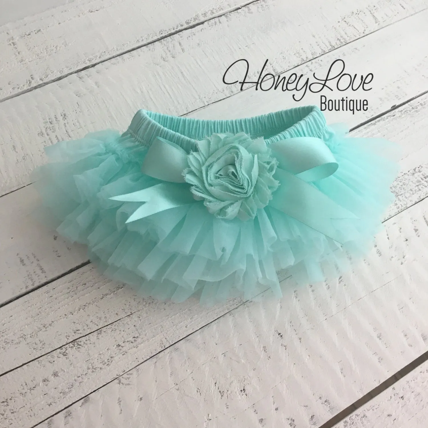 PERSONALIZED Name inside Heart - Silver Glitter and Mint/Aqua - Embellished tutu skirt bloomers