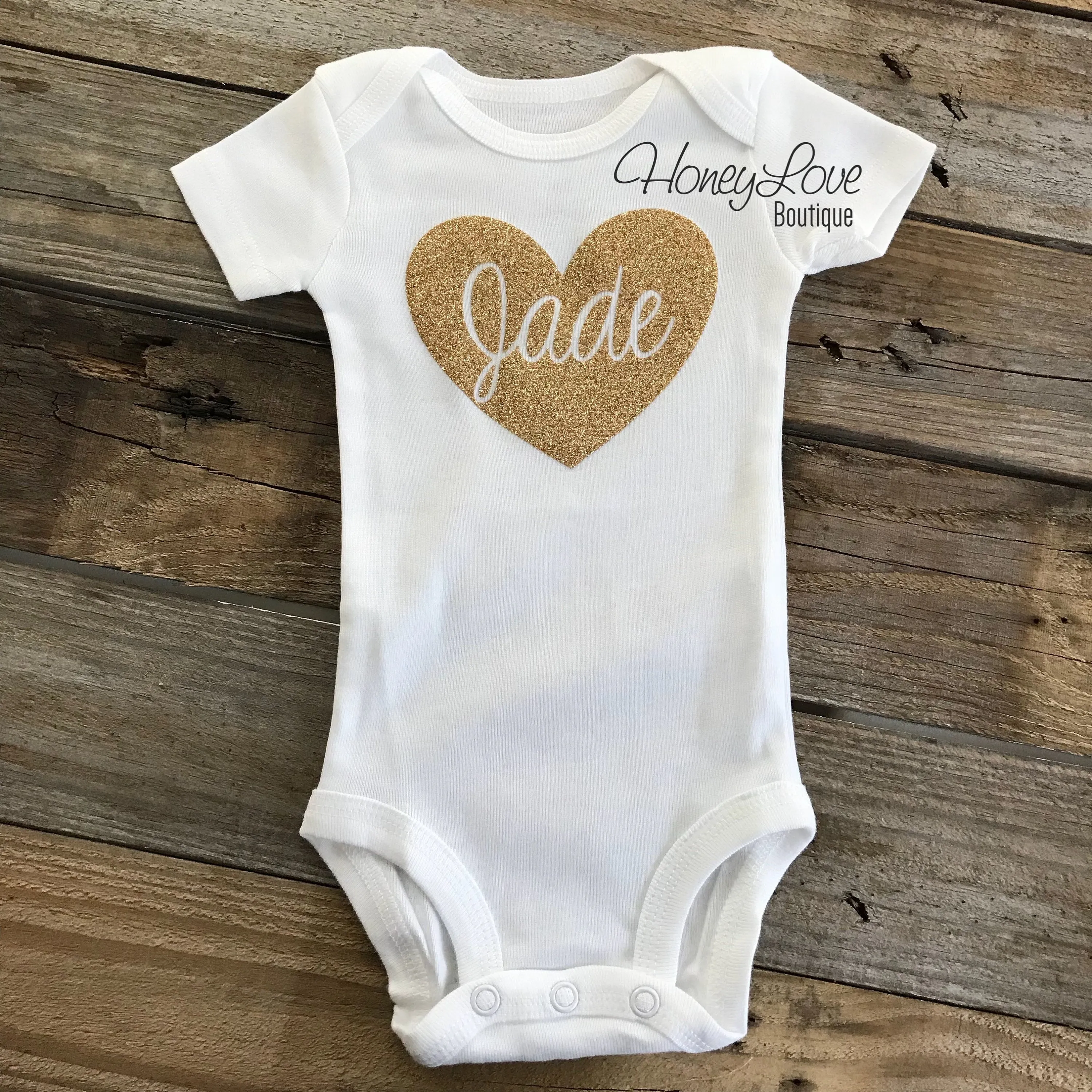PERSONALIZED Name inside Heart - Vintage Pink and Gold/Silver/Rose Gold glitter